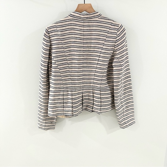 Loft Open Front Blazer Blue Tan Stripe Size 6 - Picture 6 of 6